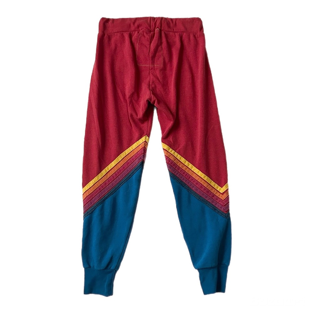 Aviator Nation Sweatpants Red Blue Rainbow Stripe Joggers Women's Size XS - Picture 3 of 7